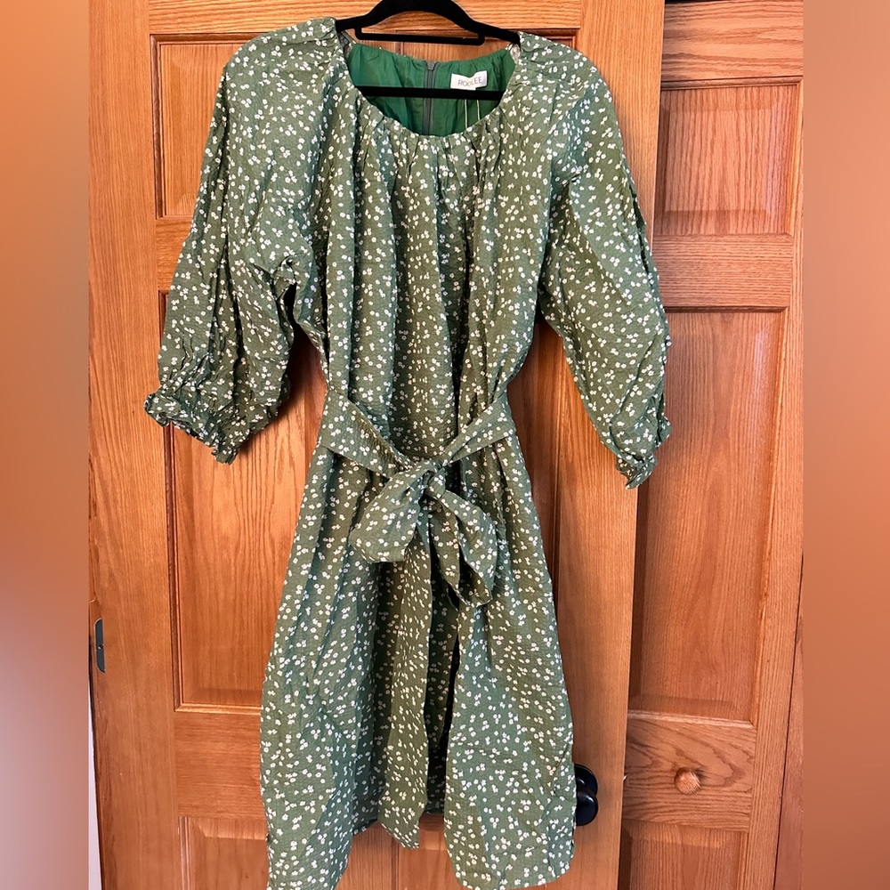 NWT Roolee Stop and Smell The Flowers Belted Dress